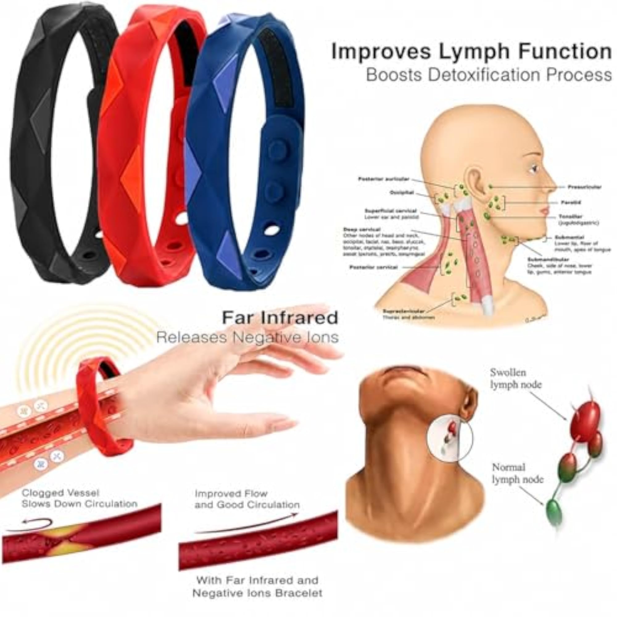 3pc Magnetic Silicone Bracelets Pack for Men & Women